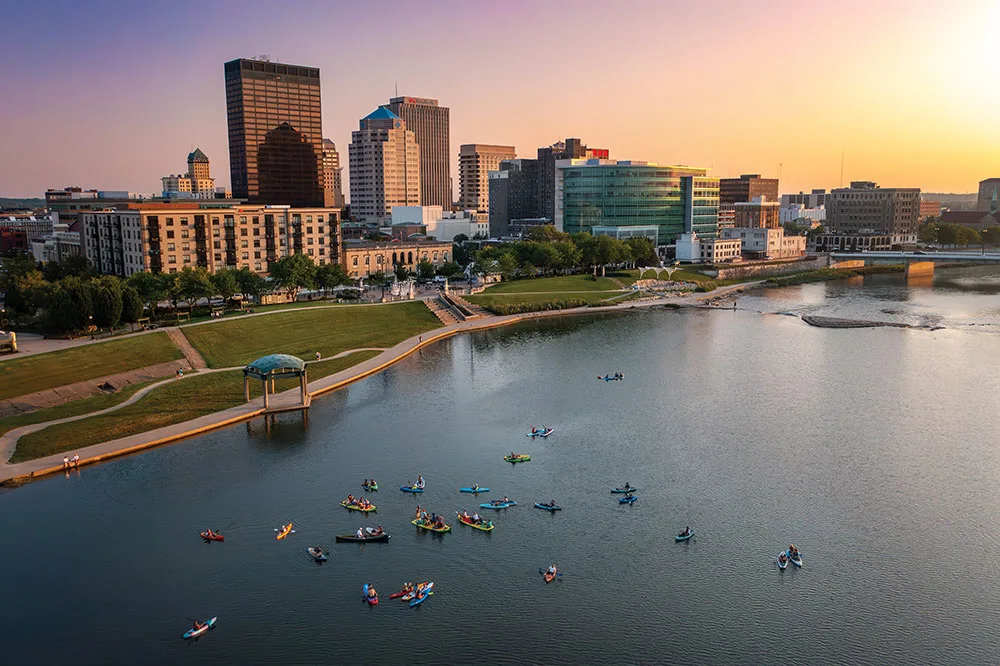 downtown Dayton skyline along the Great Miami River